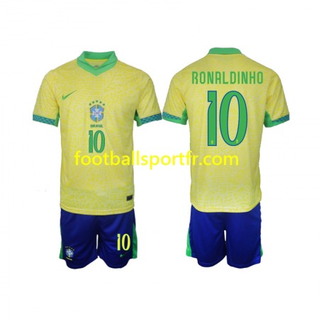Tenue Brésil Ronaldinho 10 Enfant Domicile 2024 Maillot de Foot